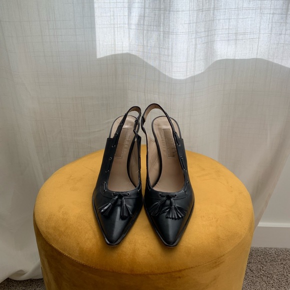 Michael Kors Black Leather Slingback Fringe Mules Size 8.5 - Picture 7 of 8